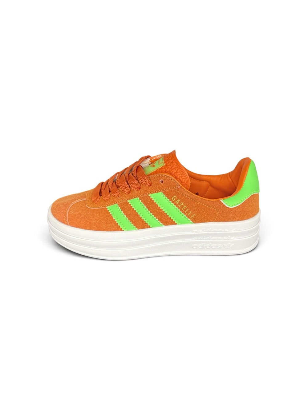 adidas Kids Gazelle Platform Sneaker - Orange/Neon Green